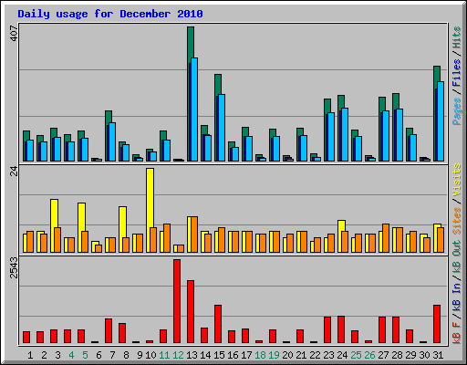 Daily usage for December 2010